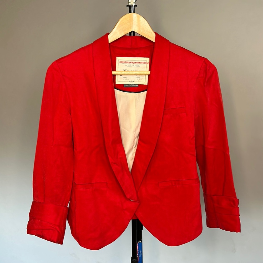 Cartonnier Red Blazer Rouched Sleeves women’s size 0